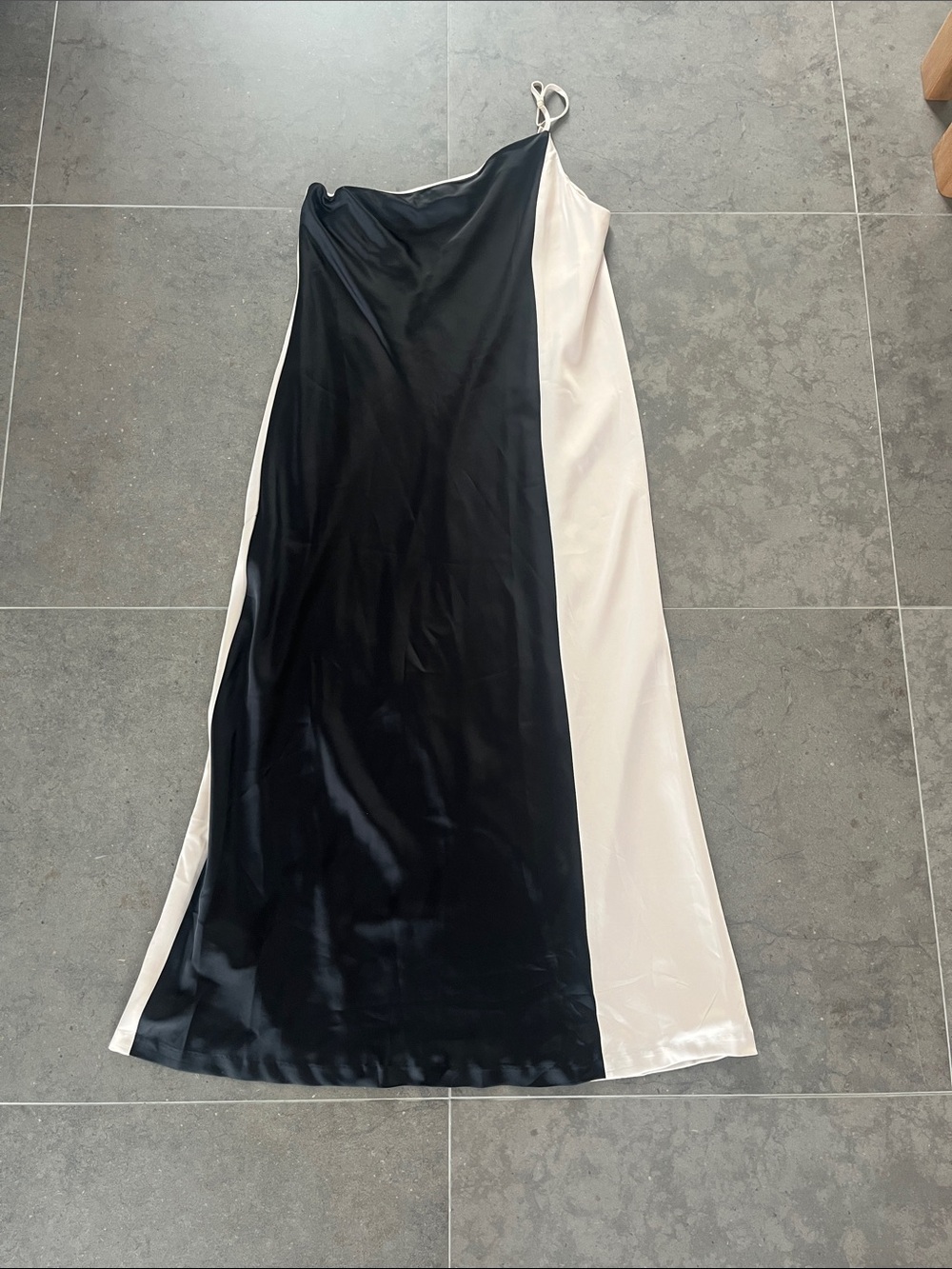 Banana Republic Asymmetric Black and White Satin Maxi Maxi Dress - NWT
